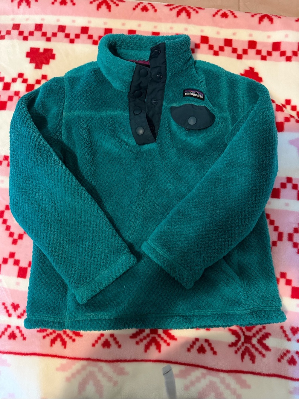 Patagonia Teal Kids Fleece Snap‑Placket Pullover
